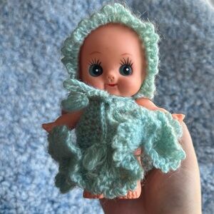 Kewpie doll with crochet dress (As is)